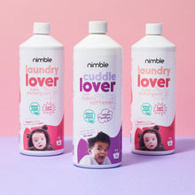 Load image into Gallery viewer, Nimble Babies Non Bio Laundry Bundle - Baby essentials - non bio washing liquid and fabric softener - suitable for baby and sensitive skin - plant based formula - vegan
