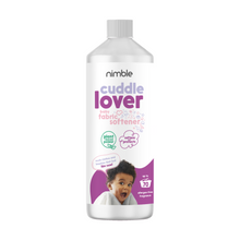 Load image into Gallery viewer, Nimble babies Cuddle Lover Baby Fabric Softener made for baby clothes plant based vegan and cruelty free. made for sensitive skin like babies and skin prone to eczema. no harsh chemical no allergen fabric conditioner 
