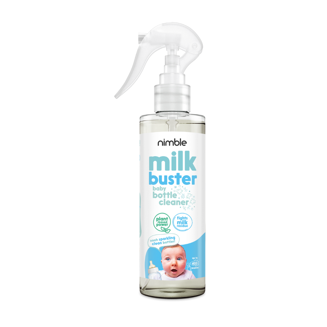 Nimble milk buster baby bottle cleaner patented formula plant based cleaner for feeding accessories no harsh chemical plant based vegan fight milk stains works on teats pumps and bottles